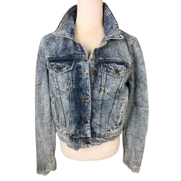 Free People Jacket Womens Size S Indigo Blue Rumors Denim Distressed Cropped New - Picture 3 of 11